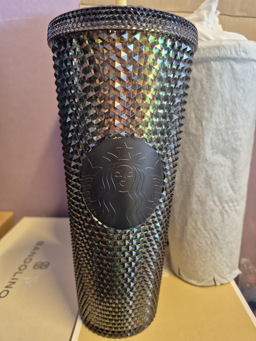Starbucks CU Colorado University Studded 24 Oz Tumbler Iridescent Black & Gold
